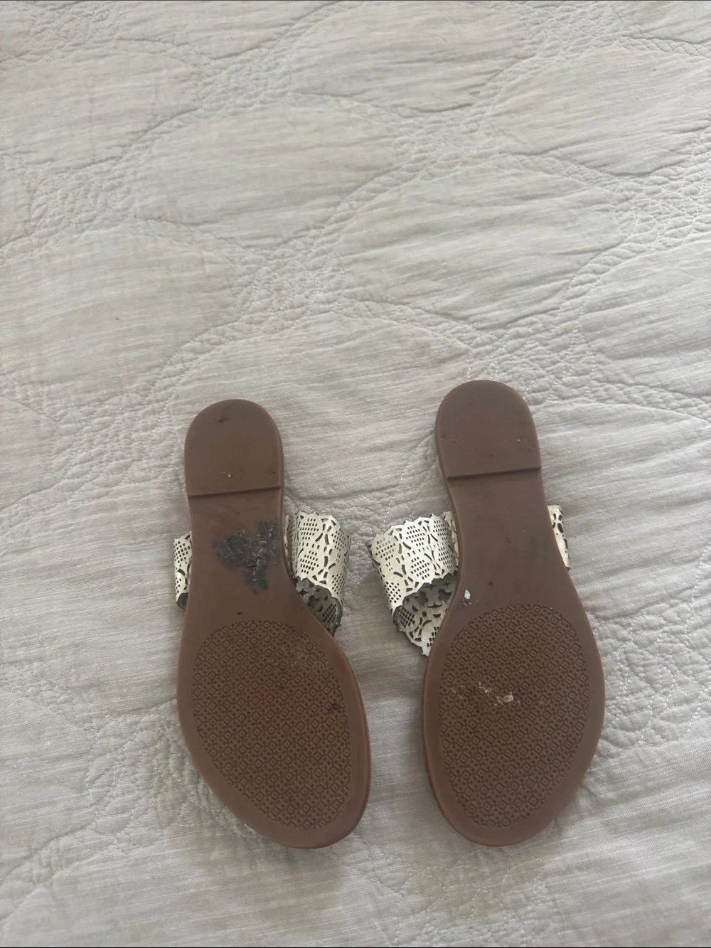 Tory Burch Metallic Gold Laser-Cut Thong Sandals